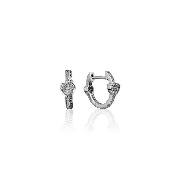 

alluring hearts hoop earrings with clear cz 100% 925 sterling-silver-jewelry ing, Golden