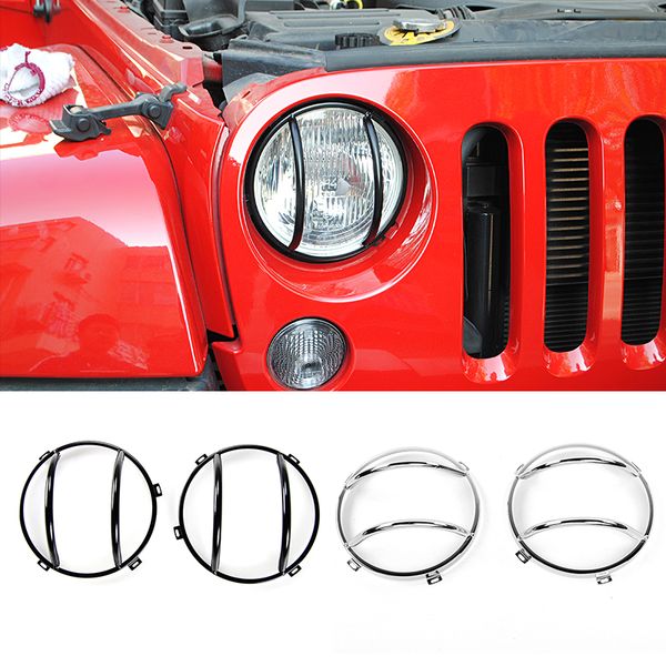 

metal light lamp cover car head light cover decoration for jeep wrangler jk 2007-2017 car exterior accessories