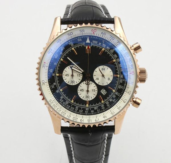 

2020 classic style montbrillant series fashion mens quartz chronograph gold skeleton black dial leather strap casual men wristwatch, Slivery;brown