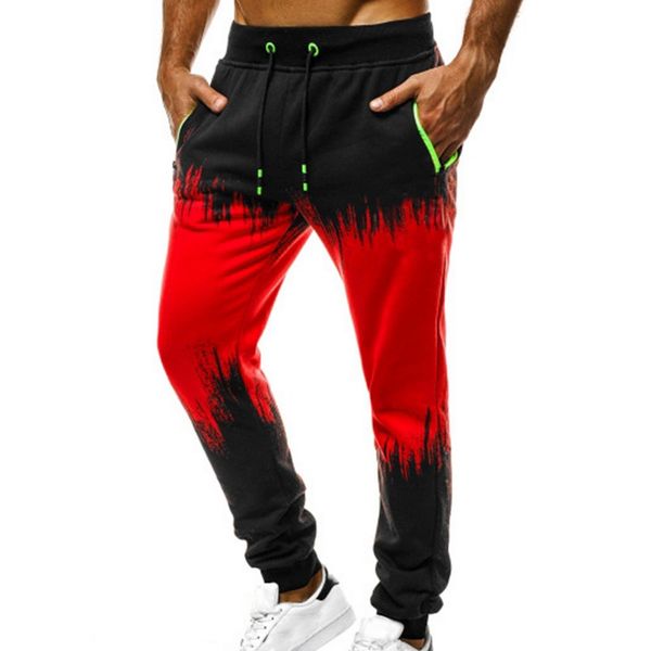 

new patchwork men pants hip hop streetwear print joggers drawstring casual sweat pants male clothes trousers men pantalon homme, Black