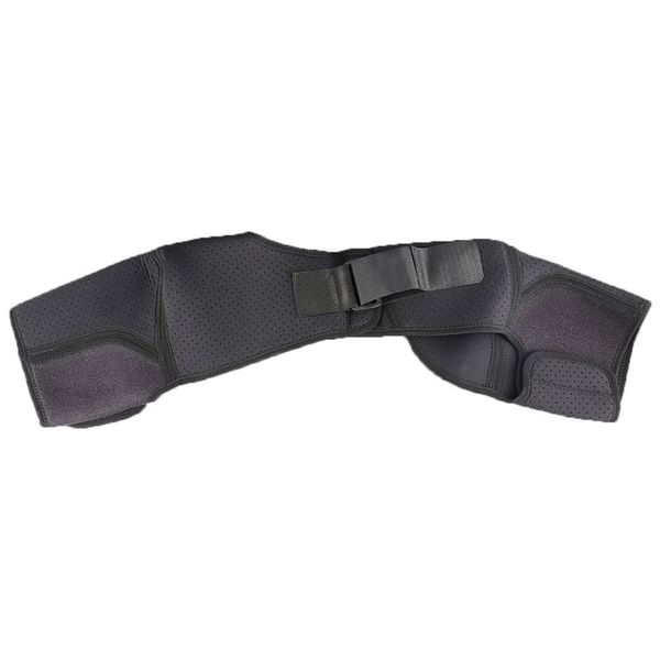 

1pcs breathable double shoulder adjustable shoulder brace back support belt shoulders rehabilitation pain wrap, Black;gray