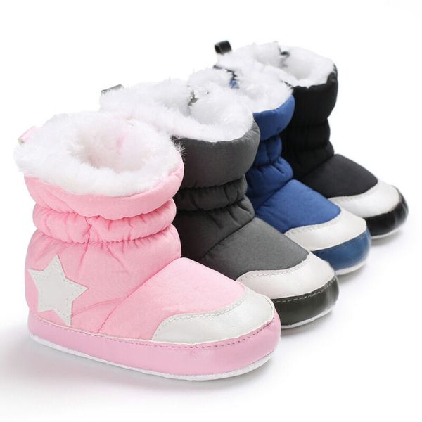 

baby soft crib sole warm snow boots toddler newborn grils infant boys girls anti-slip shoes black gray pink blue, Black;grey