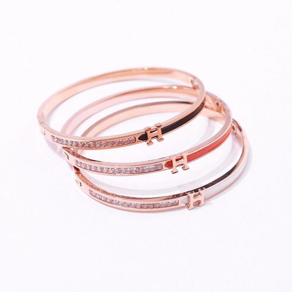 

Fashion Design Diamond Bangles Brand Designer H Bracelets Luxury Womens Bracelets Girls Wedding Bracelets Party Gift