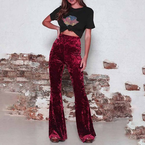 

women ladies new solid high waist wide leg yoga bell bottom leggings trousers fashion, White;red