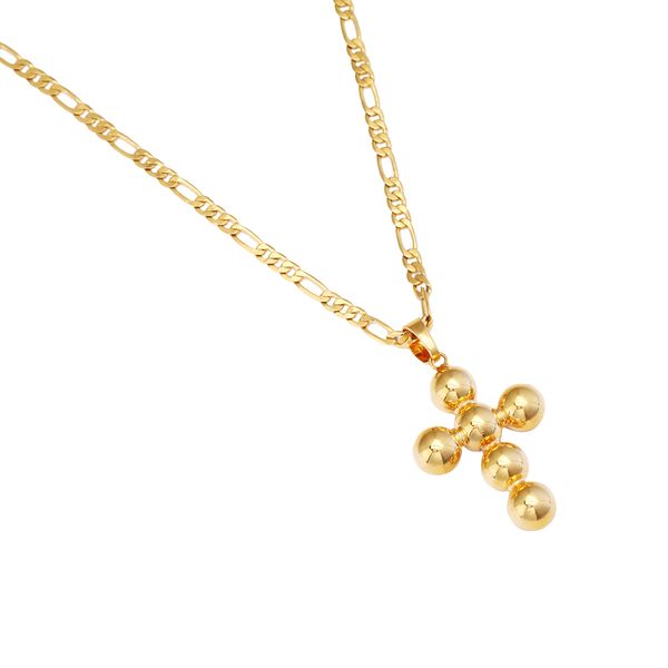 

cross crucifix jesus pendant necklace gold color brass copper men chain christian vintage beaded cross jewelry, Silver