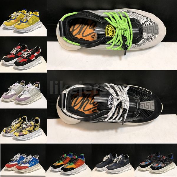 

2019 цепная реакция змеиной мужчины женщины luxury дизайнерские повседневная обувь высокого качества мода кроссовки легкий link-рельефный по, Black