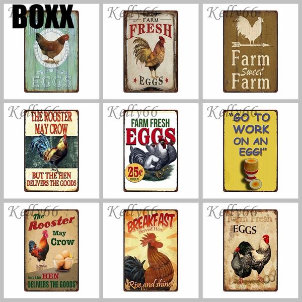 

farm eggs collections vintage metal sign tin poster home decor bar wall art painting 20*30 cm size