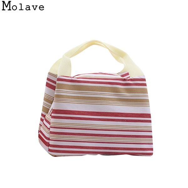 

molave picnic bag the new horizontal striped insulation fashion warm and cold portable bag picnic for girl ap30, Blue;pink