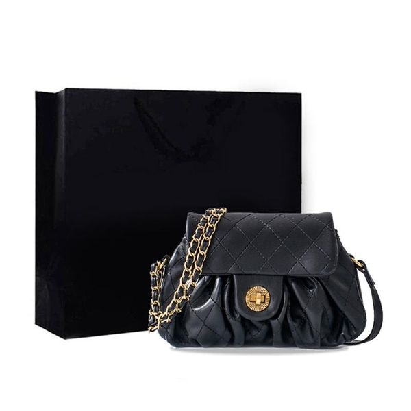 

2020 new ladies design fashion rhombus bag chain bag fold cloud messenger handbag wild diagonal shoulder