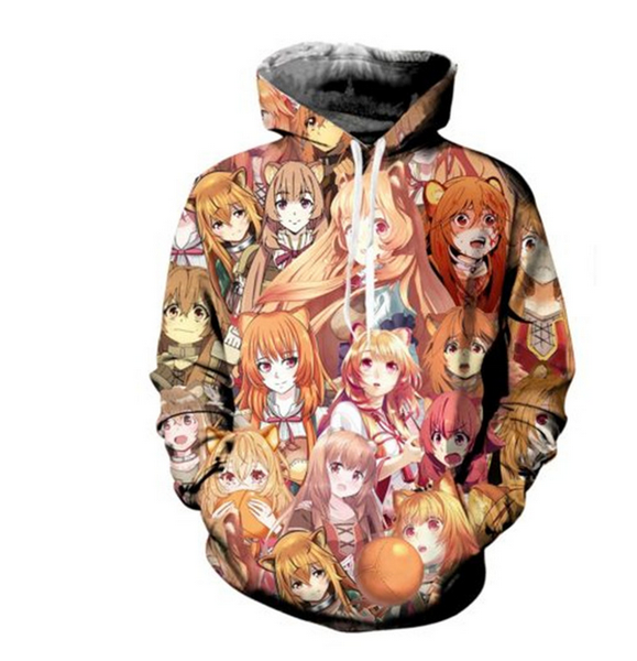 

2019 новые горячие моды the rising of the shield hero каваи аниме 3d печать одежда женщины / мужчины унисекс 3d толстовки повседневные пулов, Black