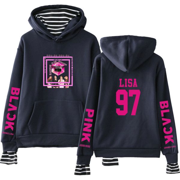 

blackpink idol member lisa fun hoodies new print long sleeve sweatshirts hoodies women/men clothes streetwear, Black