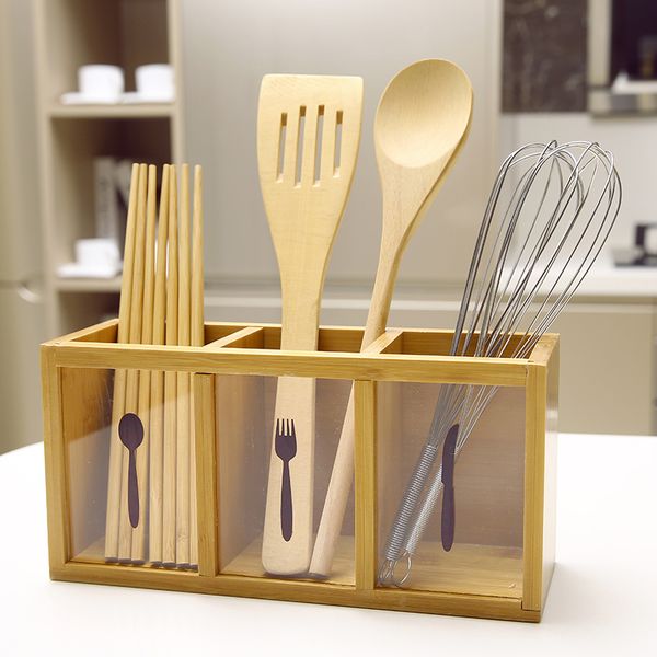 

wood kitchen cutlery storage box knife holder utensil container organizer wooden accessories spoon folk shelf drainer rack
