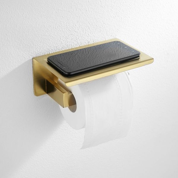 

Brushed Gold & White Mirror Chrome & Black & Brushed Stainless Steel Toilet Paper Holder With Self Bathroom Hardware