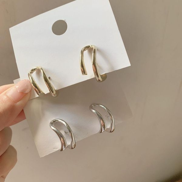 

gothic silver gold geometric u shape small stud earrings for women accessories fashion jewelry boucle d'oreille femme, Golden;silver