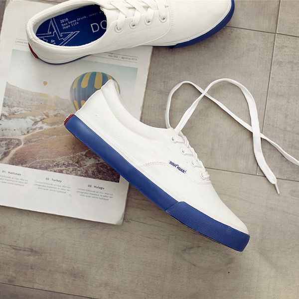 

brand men's canvas casual shoes classic fashion male lace up flats white men flat heel sneakers tenis masculino lightweight cj191225, Black