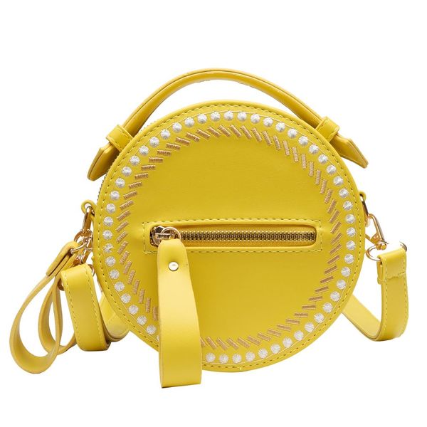 

women suture decoration round shoulder messenger bag new women pu leather crossbody casual satchel bag adjustable shoulder strap