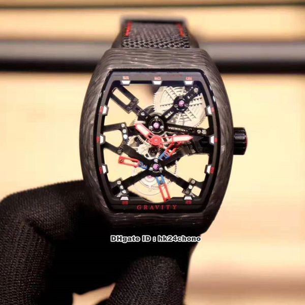 Vanguard Watch Neue 4-Stil beste Uhr Black Carbon NTPT V45 T Vanguard Gravity Red Skeleton mechanische Handaufzug Herrenuhr Kautschukarmband Herrenuhren