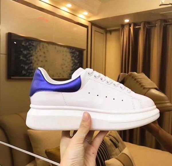 

designer shoes genuine leather sneaker luxury mens women fashion white leather platform shoes flat casual shoes v09, Black