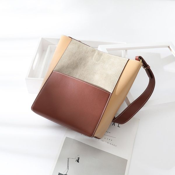 

bag female 2020 summer new style shoulder/crossbody bag all-match atmosphere cowhide vintage large capacity bucket