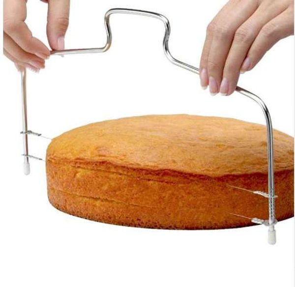 Backwerkzeuge für Kuchen Edelstahl Einstellbare 2-Draht-Dualschichten Kuchen Cutter Slicer Kuchen Dekorieren Werkzeug Küchenzubehör