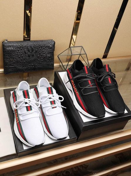 

2019e limited edition men's brand leather fashion casual shoes low to help sneakers, a full set of original shoe 38-45, Black;red