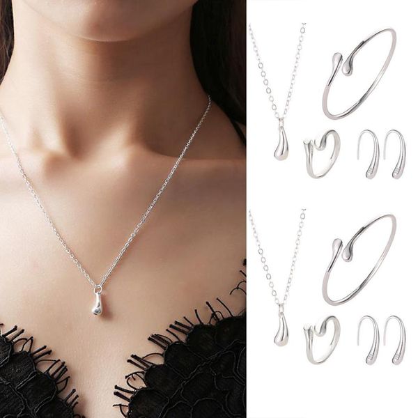 

women fashion jewelry set plating necklace ring bracelet no party, wedding, birthday, anniversary earrings, Silver