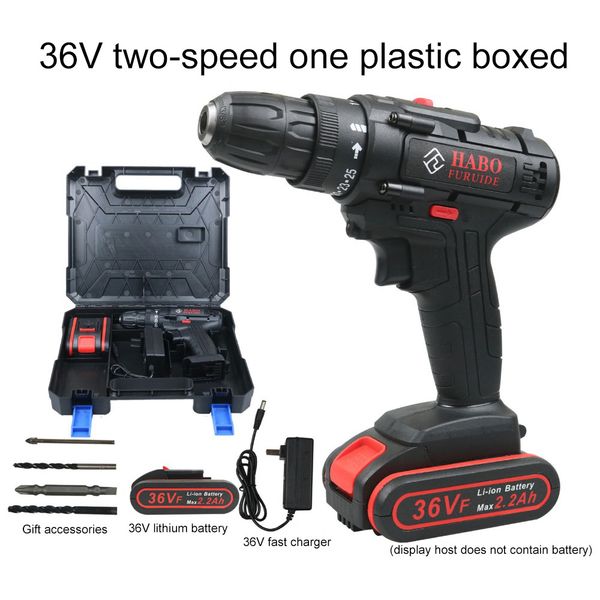 

3 in 1 25v/36v electric drill lithium rechargeable handheld 2-speed cordless screwdriver with led light power tool accessories