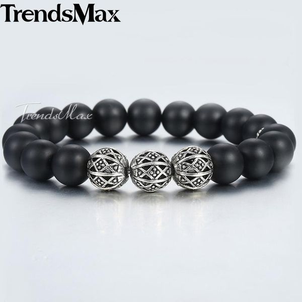 

2018 bracelet men's black matte glass beaded bracelet lantern charm wholesale dropshipping gift jewelry for men 55mm tdb57