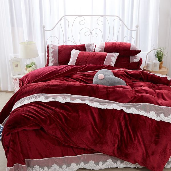 Luxury Wine Red Pink Blue Gray Orange Fleece Fabric Winter Thick