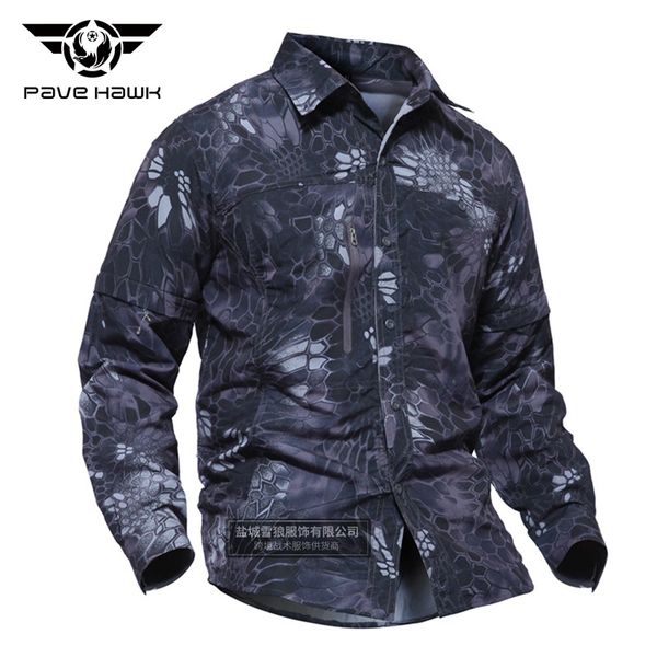 

men outdoor camouflage tactical shirt quick dry breathable removable sleeve training climbing hiking hunting shirt, Gray;blue