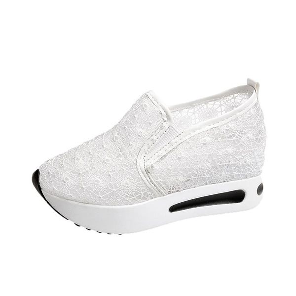 

2019 new women casual platform shoes lace high heels shoes wedges women sneakers shoes trainers loafers height increasing, Black;white