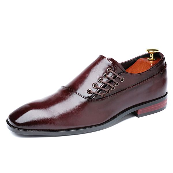 

mring men's shoes men's business dress lace-up british leather shoes wear-resistant soft-faced leather comfortable dress, Black