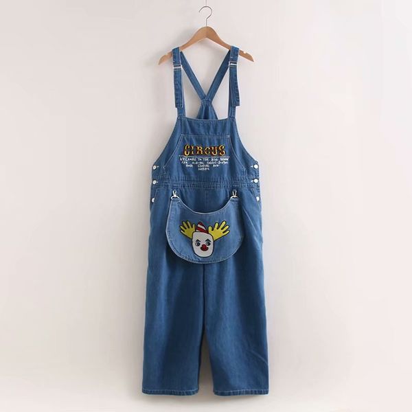 

big pocket high waisted jeans embroidery lady's jeans women jumpsuit korean style kawaii casual straight pants, Black;white