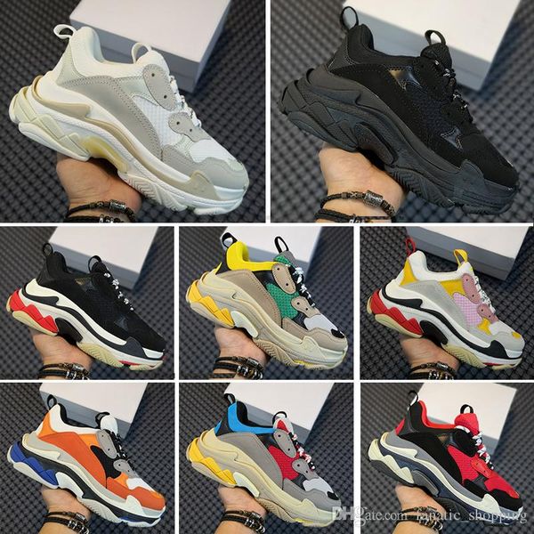 

triple s sneakers womens luxury designer platform chaussures mens trainers fashion casual shoes vintage dad shoes 36-45 with box, Black