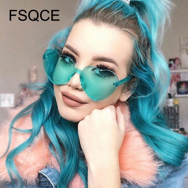 

2018 мода милый сексуальный ретро love heart rimless солнцезащитные очки женщины конструктор солнцезащитные очки eyewear конфеты цвет uv400, White;black