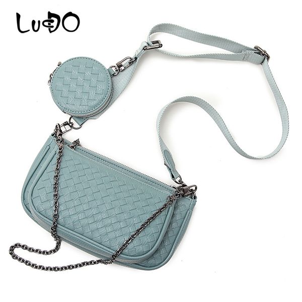 

lucdo 2 pcs women's shoulder messenger bags set 2020 european and american new woven shoulder bag design women handbags