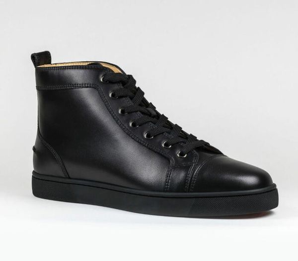 

black leather high red bottom shoes slover designers men women louisflats 675red sole lace-up casual shoes - designer sneakers famous
