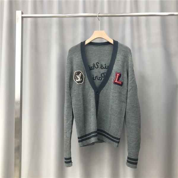 

19fw luxurious paris brand design  cardigan hoodie long sleeve crewneck sweater sweatshirt fashion pullover hoodie outdoor v sweatshirt, Gray;blue