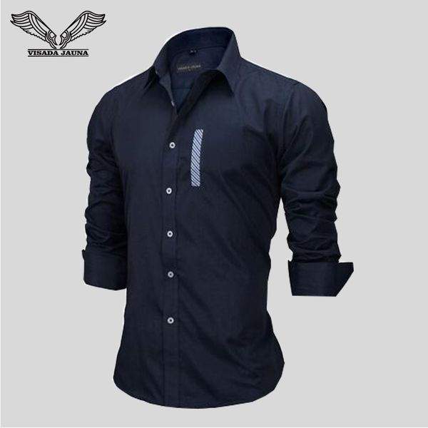 

da jauna men shirt 2017 new arrival europe size solid color business casual brand clothing long sleeve slim fit dress n140, White;black