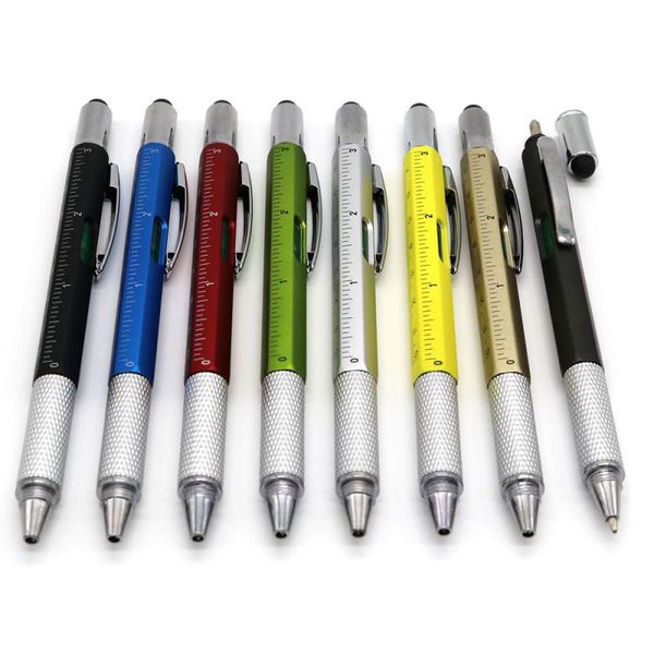 

wholesale plastic promotional multifunctional scale screwdriver horizontal capacitor rulertouch screen stylus scale gift tool pen, Blue;orange