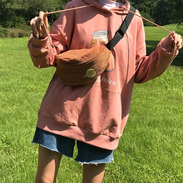 

японский стиль вельвет вельвет fanny pack сумка талии смазливой мультфильм аппликация вышивка грудь плечи crossbody кошелек