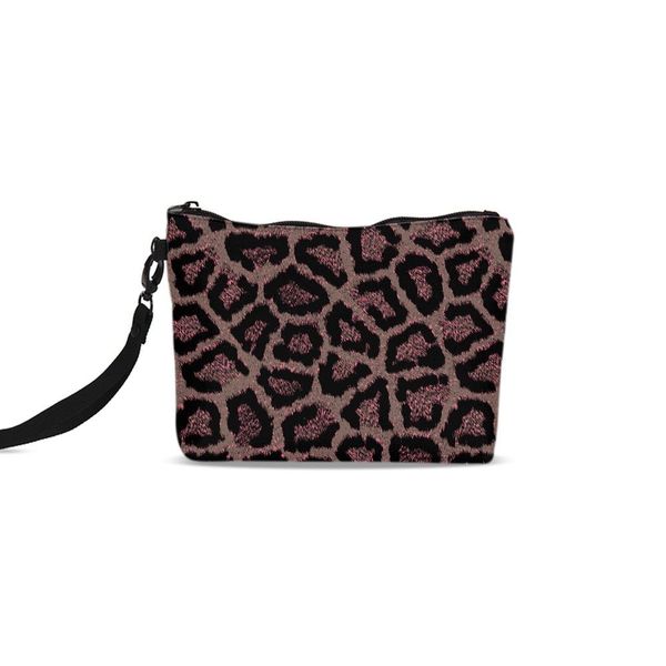 

red leopard print gothic cosmetic bags women anti club makeup girls travel bags fashion toiletry case ladies pouch