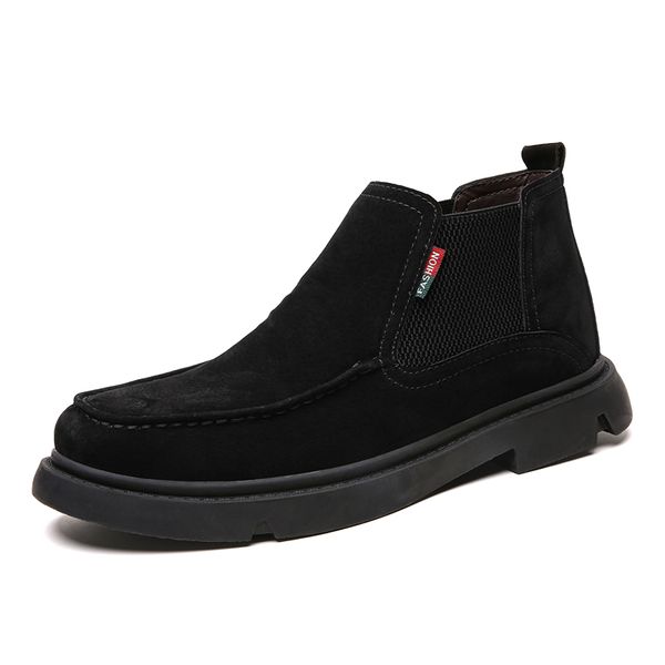 

winter boots men warm shoes 2018 fashion new casual with short plush ankle snow boots zipper winter shoes men plus size 48, Black