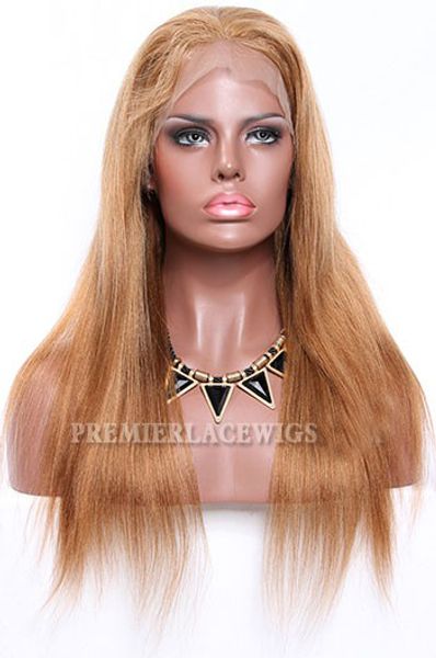 

full lace human hair wigs brazilian remy hairs 27#color natural straight 150% density natural hairline with baby hair, Black;brown