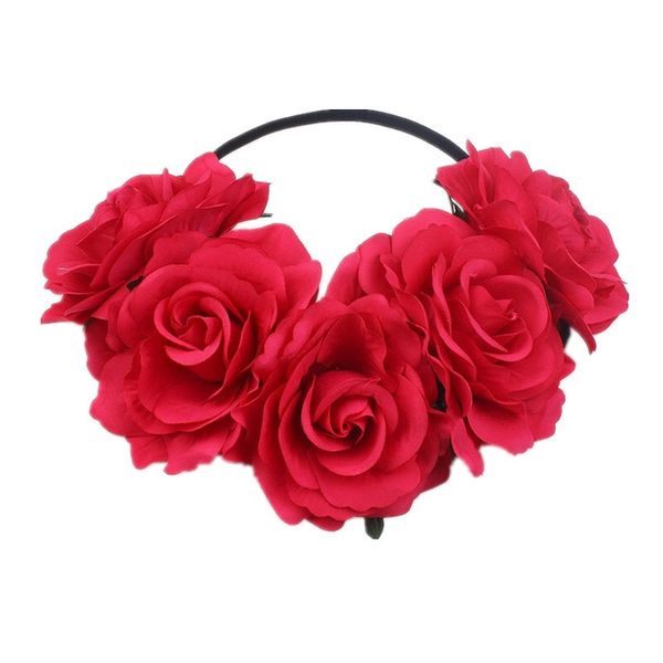 Mulheres Rose férias Crown Festival Headbands Hippie Flower Headpiece grinalda da flor Deixe para o Natal Partido