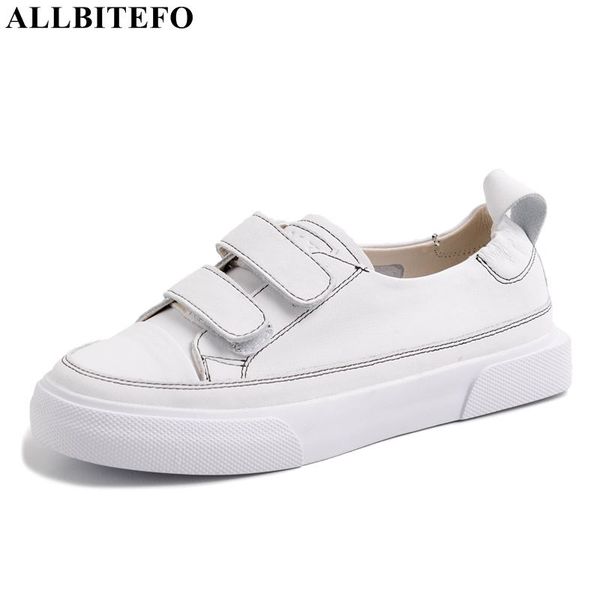 

allbitefo full genuine leather casual women shoes women flats sneakers shoes office ladies flat heel, Black
