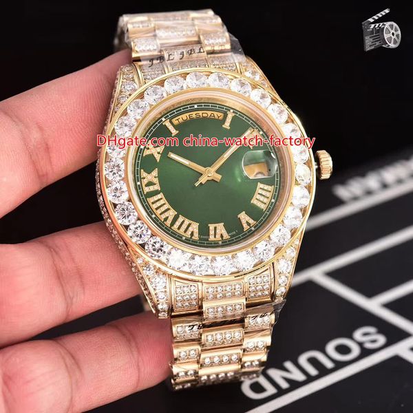 

7 style 40mm day-date 18k gold full diamond bezel bracelet roman dial cal.2836 movement automatic watch mens watches, Slivery;brown