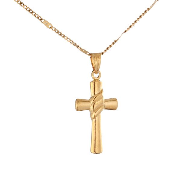 Ouro 24K cores Classical Igreja Católica Jesus Cruz Colar Religião Crucifixo cadeia de jóias