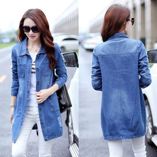 

women fashion jeans coat loose denim blouses long sleeve shirt female coat casual clothing plus size s-5xl, Tan;black
