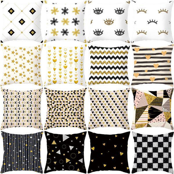 

ins nordic style bronzing 100% poly microfiber peached finished pillowcase 45*45cm printed sofa bed pillow cover 36 patterns